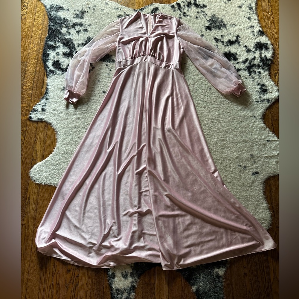 vintage soft pink maxi dress - 16